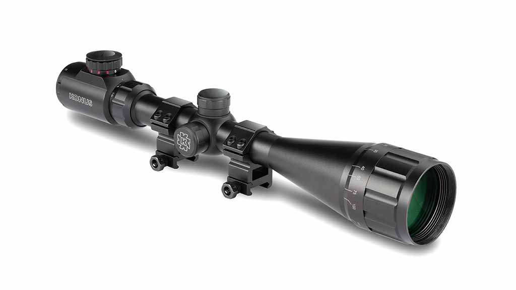 Konus FIGHTER 4-16x50 – kikarsikte med belyst ballistiskt riktkors och AO-paralax